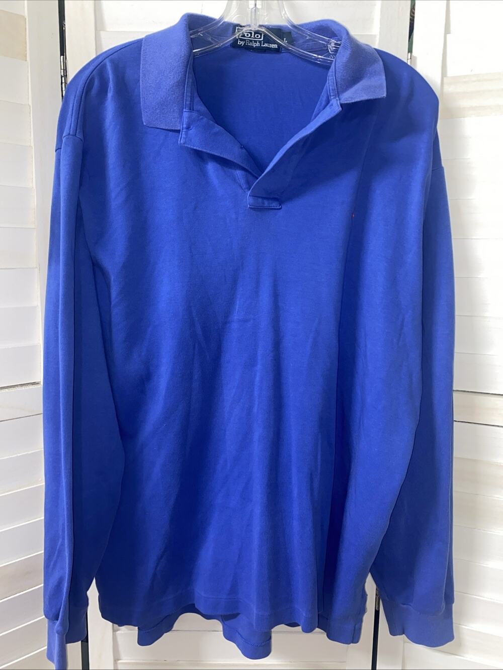 POLO By RALPH LAUREN Long Sleeve Knit Polo Pullover Men's Large Blue Pony